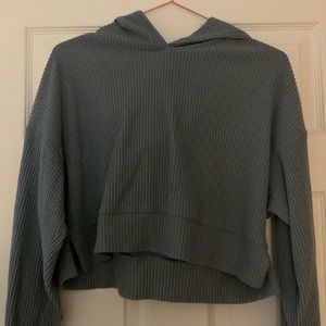 Alo Yoga Muse Hoodie, ribbed, size small, color steel blue